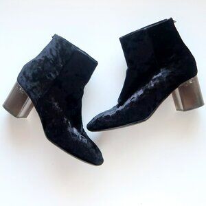Rag & Bone Velvet Ankle Boots Lucite Cleer Heel Fall Winter Designer Bootie 8.5